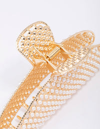 Gold Classic Pearl Hair Claw Clip - link has visual effect only