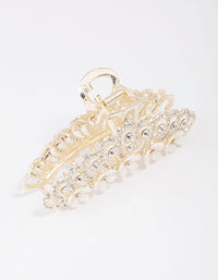 Gold Ornate Diamante & Flower Hair Claw Clip - link has visual effect only