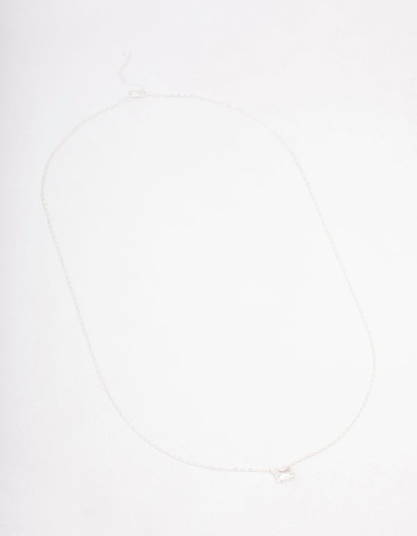 Sterling Silver Cubic Zirconia Emerald Cut Necklace