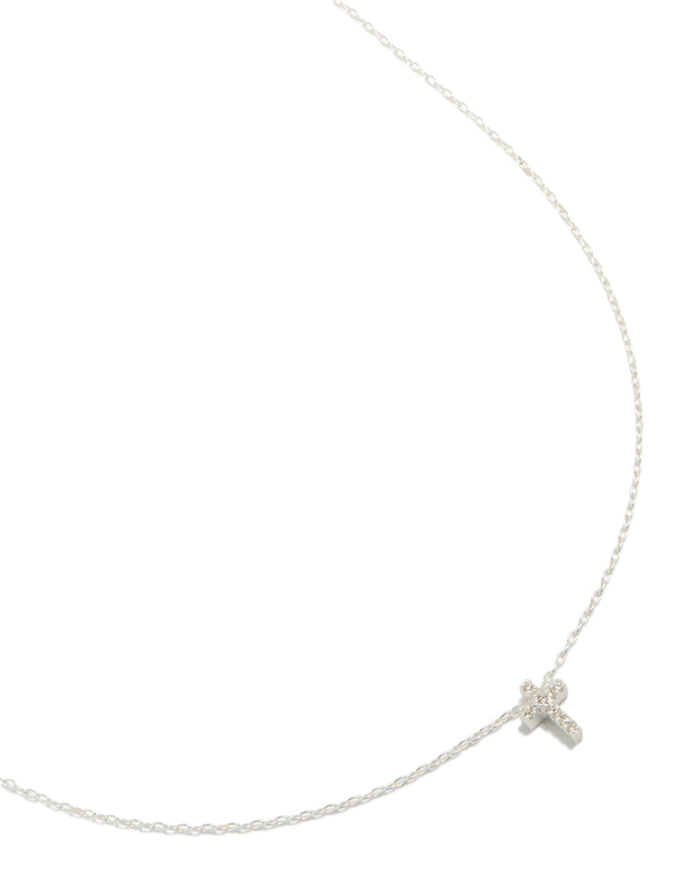 Sterling Silver Cubic Zirconia Cross Pendant Necklace