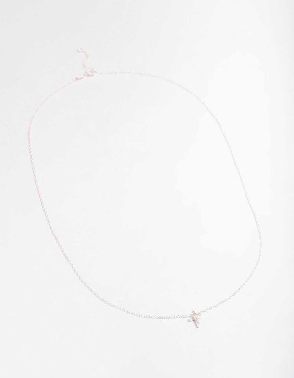 Sterling Silver Cubic Zirconia Cross Pendant Necklace