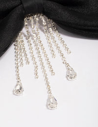 Black Fabric Organza Diamante Cup Chain Hair Bow Clip - link has visual effect only
