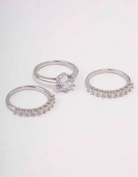 Silver Pave Solitaire Rings 3-Pack - link has visual effect only