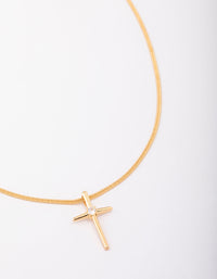 Gold Plated Cubic Zirconia Pointed Cross Pendant Necklace - link has visual effect only