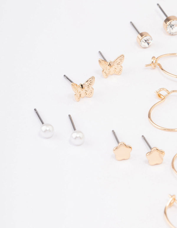 Gold Diamante Leaf Earring 12-Pack