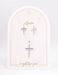 Silver Plain Cross Jewellery Set - link has visual effect only