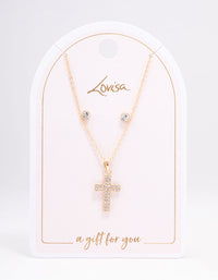 Gold Stud Cross Jewellery Set - link has visual effect only