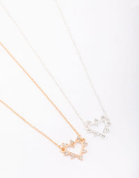 Mixed Metal Open Heart Diamante Necklace - link has visual effect only