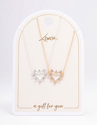 Mixed Metal Open Heart Diamante Necklace - link has visual effect only