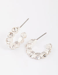 Silver Small Round Diamante Hoop Earrings - link has visual effect only