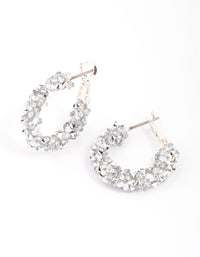 Silver Crushed Stone & Diamante Hoop Earrings - link has visual effect only