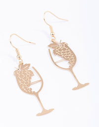 Gold Grape Wine Glass Drop Earrings - link has visual effect only