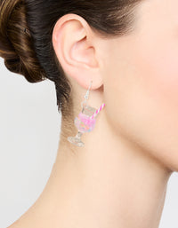 Silver Pink Cocktail Straw Drop Earrings - link has visual effect only