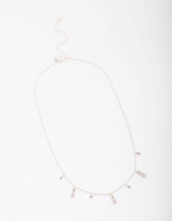 Silver Graduating Diamante Chain Necklace
