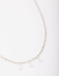Silver Cupchain Baguette Chain Necklace - link has visual effect only
