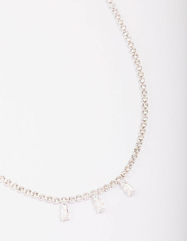 Silver Cupchain Baguette Chain Necklace