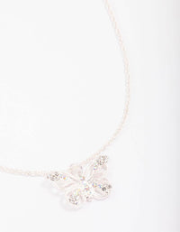 Silver Diamante Open Butterfly Pendant Necklace - link has visual effect only