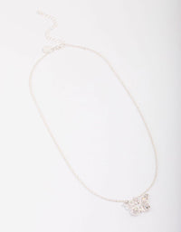 Silver Diamante Open Butterfly Pendant Necklace - link has visual effect only