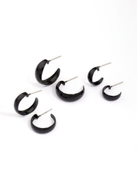 Black Chunky Hoop Earring 3-Pack - link has visual effect only