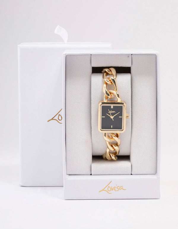 Gold Square Chain Detail Watch