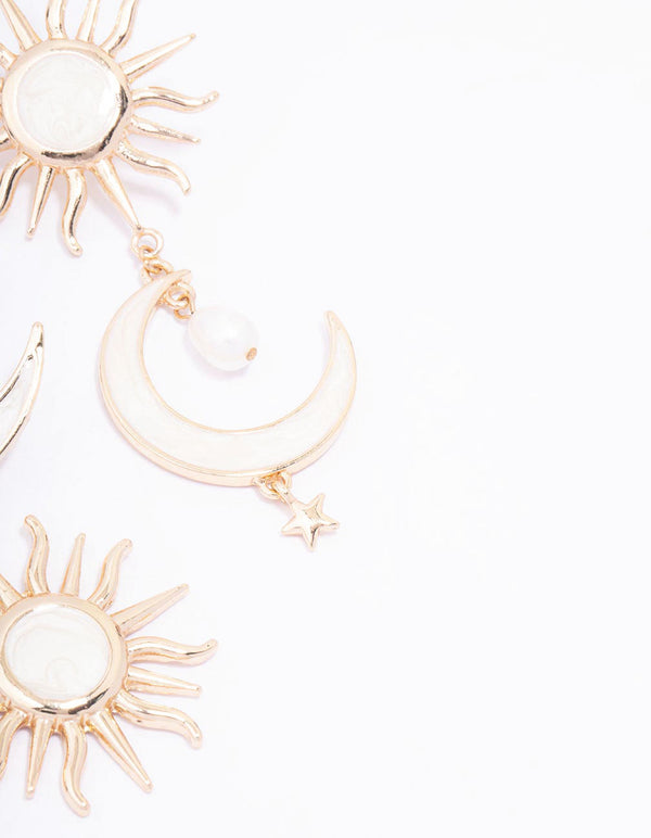 Gold Celestial Marble Drop Earrings