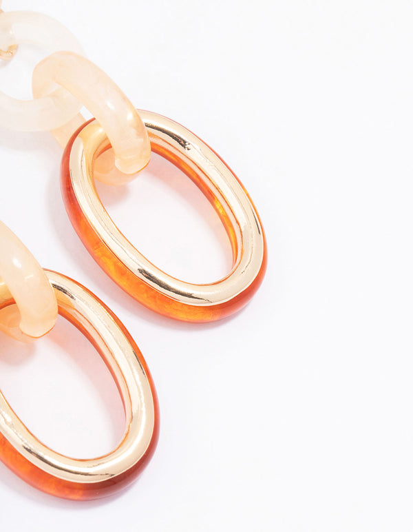 Gold Mixed Circle Link Drop Earrings
