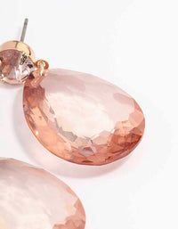 Gold & Peach Teardrop Diamante Earrings - link has visual effect only