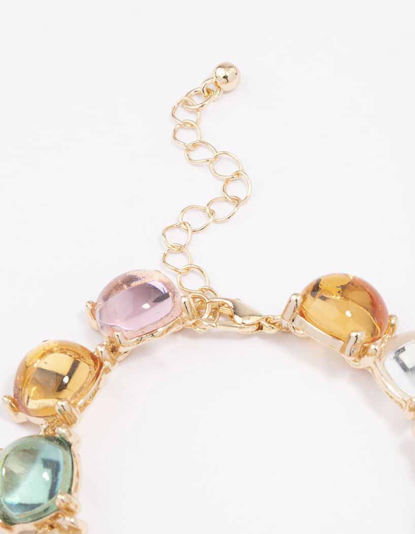 Gold Transparent Round Stone Bracelet