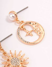 Gold Cluster Pearl Drop Earrings - link has visual effect only