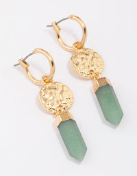 Gold Plated Green Aventurine Coin Drop Earrings - link has visual effect only