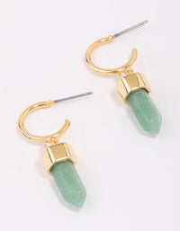 Gold Plated Semi-Precious Green Aventurine Drop Earrings - link has visual effect only