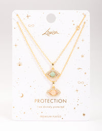 Gold Plated Semi-Precious Evil Eye Necklace Set - link has visual effect only
