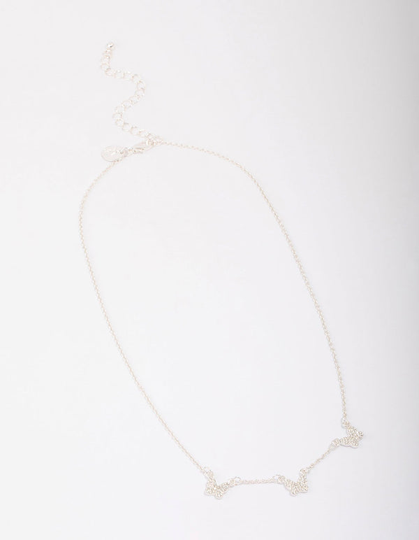 Silver Plated Station Butterfly Pendant Necklace