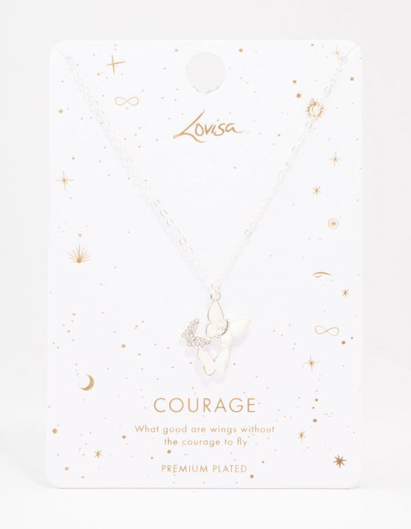 Silver Plated Butterfly Trio Pendant Necklace