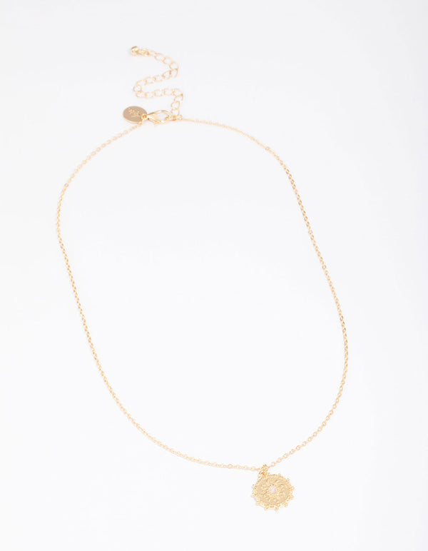 Gold Plated Swirl Sun Pendant Necklace