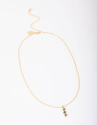 Gold Plated Aligned Green Aventurine Pendant Necklace - link has visual effect only