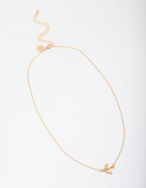 Gold Plated Flying Dove Pendant Necklace