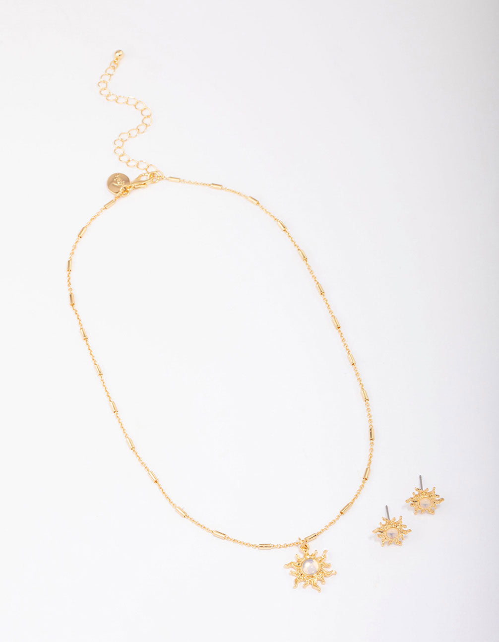 Gold Plated Sun Beam Necklace & Earring Jewellery Set