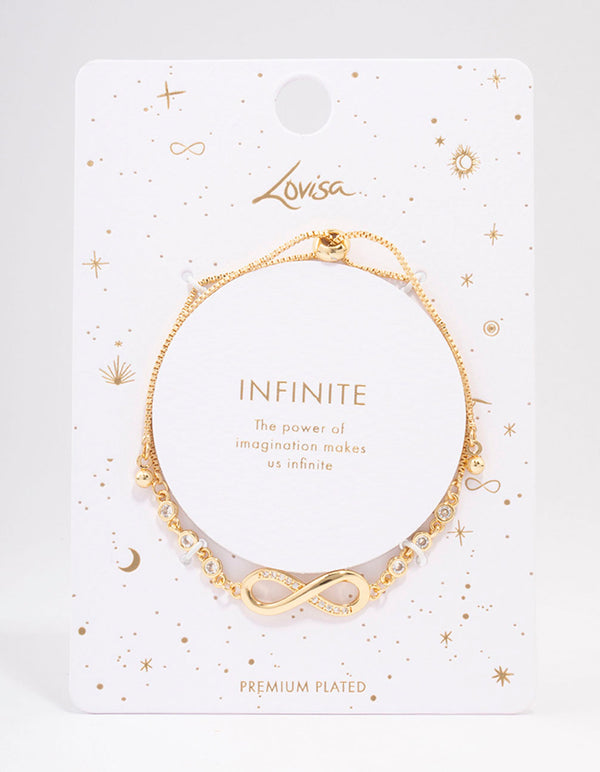 Gold Plated Bling Infinity Toggle Bracelet