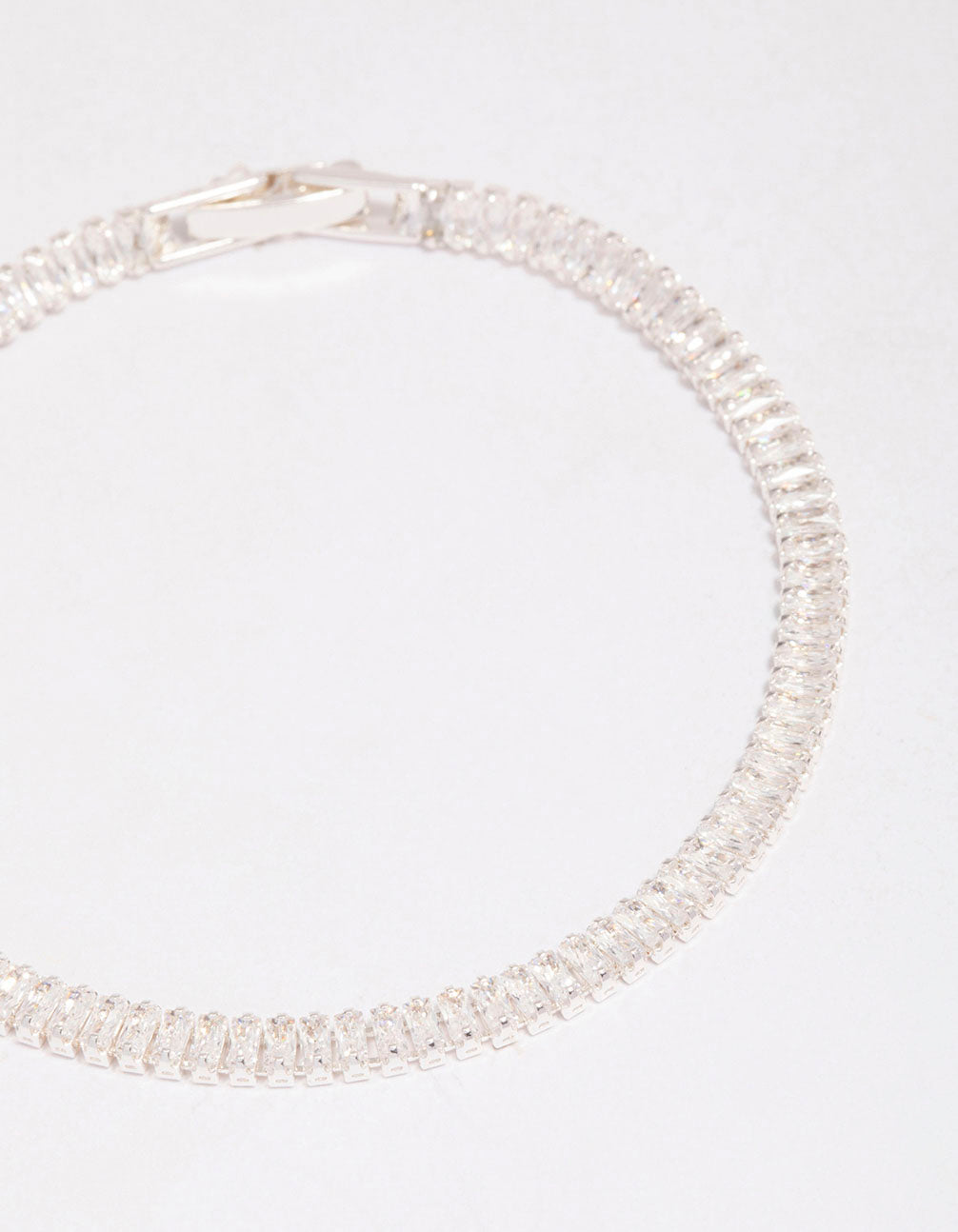 Silver Plated Cubic Zirconia Baguette Tennis Bracelet