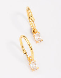 Gold Plated Sterling Silver Cubic Zirconia Oval Hoop Earrings - link has visual effect only