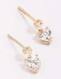 Gold Plated Sterling Silver Heart Cubic Zirconia Stud Earrings - link has visual effect only
