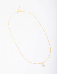 Gold Plated Sterling Silver Cubic Zirconia Butterfly & Angel Pendant Necklace - link has visual effect only