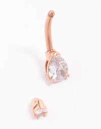 Rose Gold Plated Surgical Steel Double Pear Belly Piercing - link has visual effect only