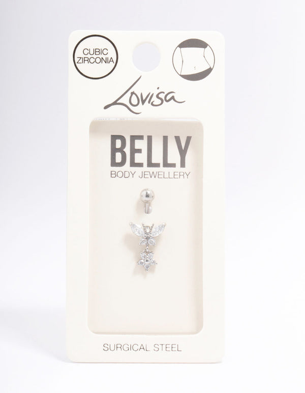 Surgical Steel Butterfly & Flower Belly Piercing
