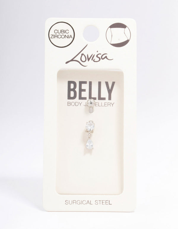 Surgical Steel Cubic Zirocnia Pear Drop Belly Piercing