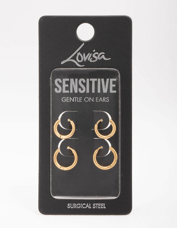 Gold Plated Surgical Steel Classic Hoop Earring Pack