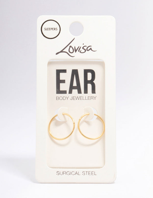 Gold Plated Surgical Steel Sleeper Hoop Earrings 16mm