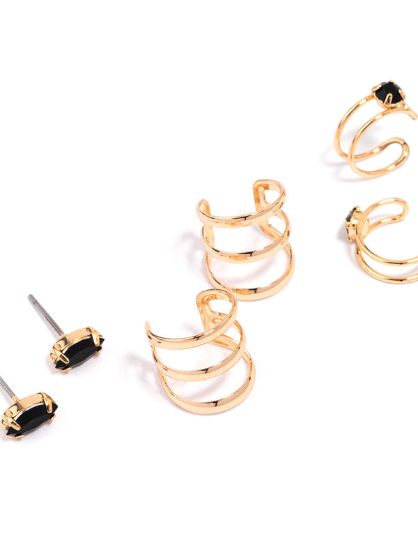 Gold Plated Marquise Stone Ear Cuff 8-Pack