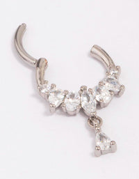 Surgical Steel Cubic Zirconia Pear Drop Clicker Ring - link has visual effect only